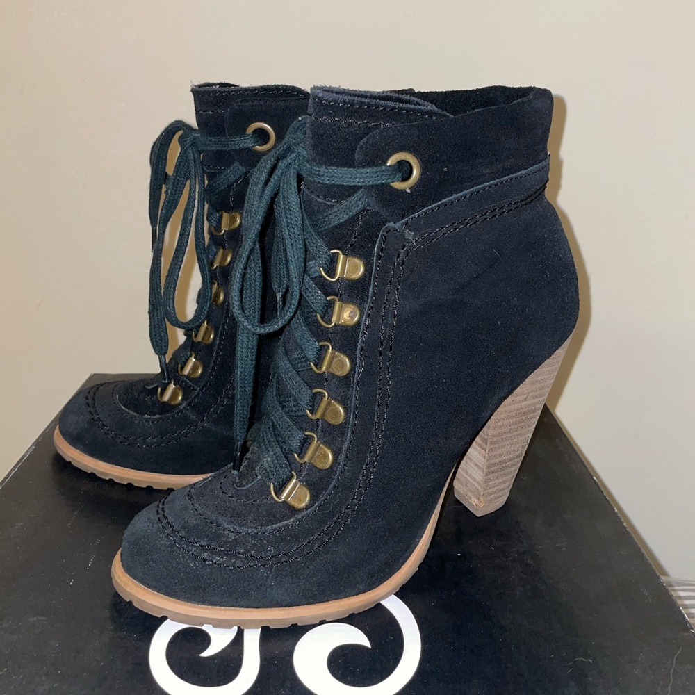 Seychelles suede lace up heeled booties